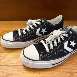 Converse Star Player 76 Premium Canvas Black Shoes Size Mens 10 or Womens 11.5